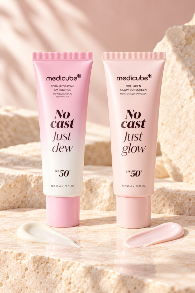 Medicube No Cast Sunscreen — both tubes side by side